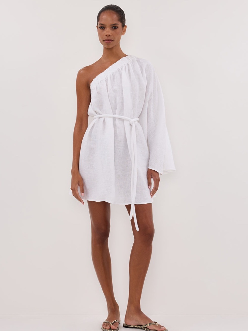 DISSH Aurelia White Asym Linen Mini Dress NWT Size 4